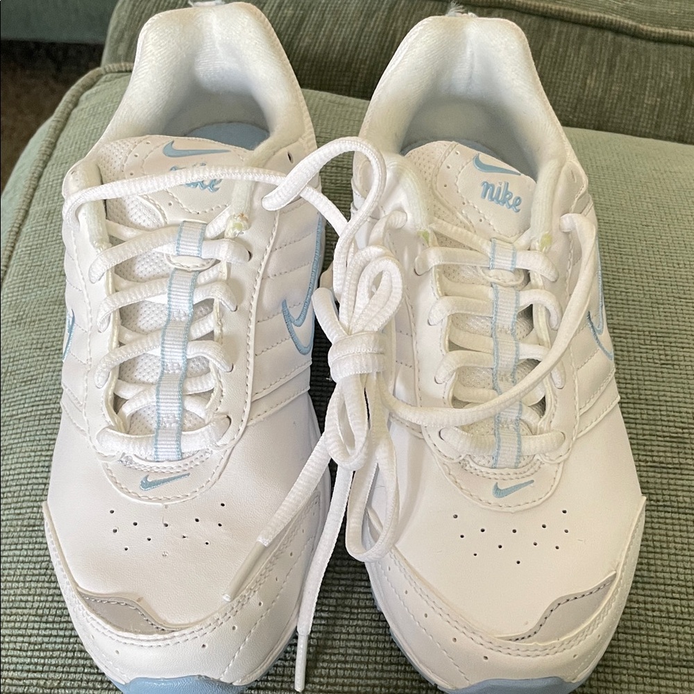 Nike White and Light Blue Athletic Shoes
